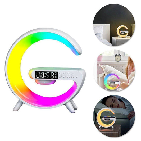 Smart G Lamp Night Light Bluetooth Speaker Wireless Charger LED RGB Alarm Clock